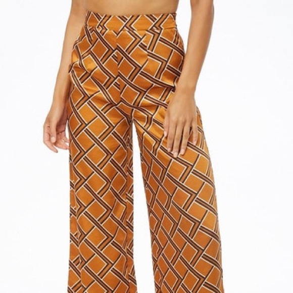 Geo print satin wide-leg print pants - Picture 2 of 7